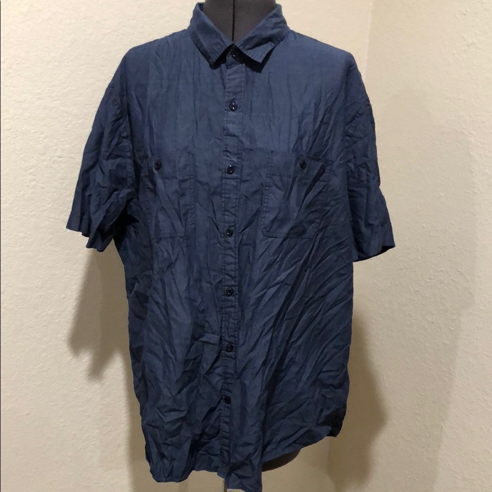 Express Men's Blue Short Sleeve Shirt
